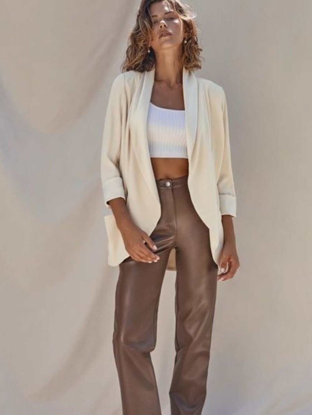 Aitzia WILFRED Chevalier Blazer Japanese Crepe Open Front Jacket